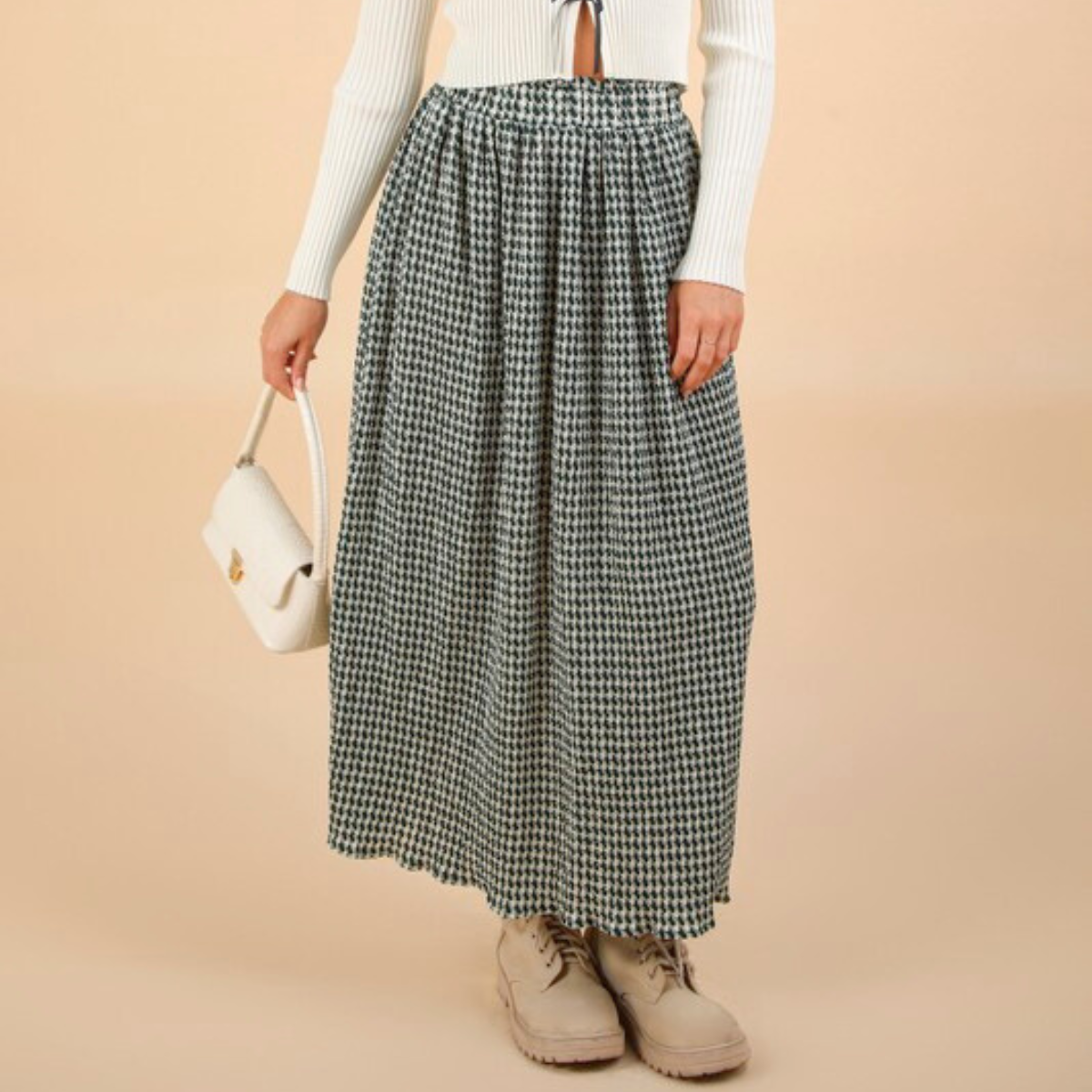 Check Midi Skirt